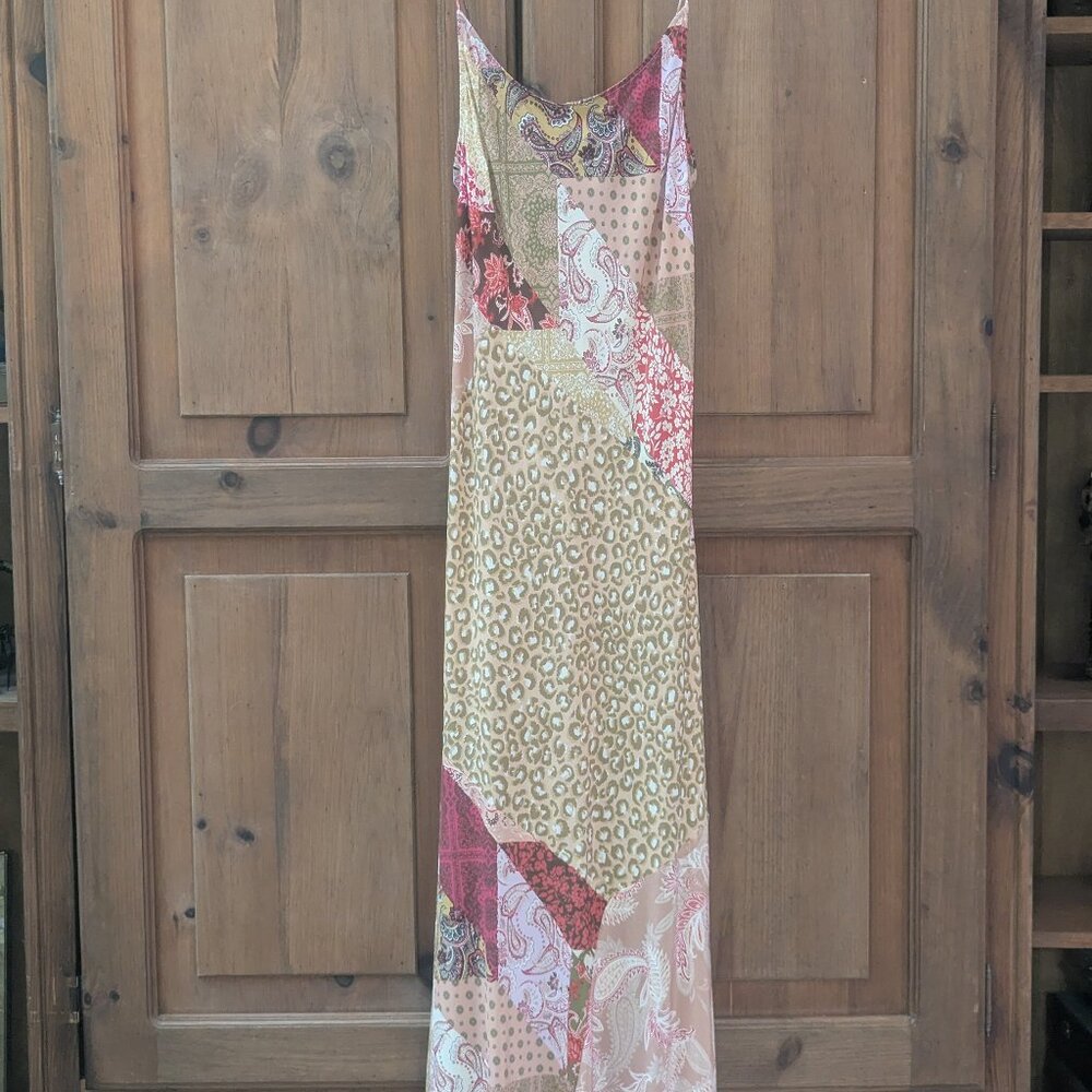 Anthropologie Kachel dress size 6 100% silk paisley cheetah print maxi